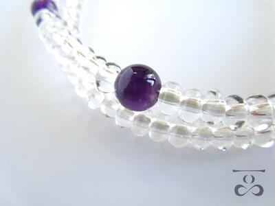 【京都 安田念珠店】 ≪一品（ひとしな）シリーズ≫ 水晶108玉ブレス紫水晶仕立
