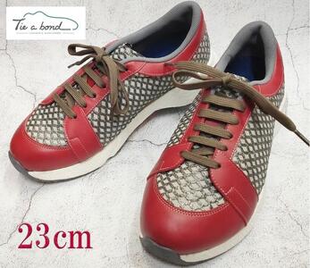 【ネーカーズ】【Tie a bond】西陣織スニーカー（赤）〈23cm〉