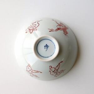 【たち吉】鳥獣戯画 飯茶碗 赤絵