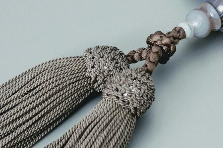 【京念珠】 原色縞メノウ 22玉 正絹頭房【土屋念珠店/男性用/メンズ/念珠/略式/3650】