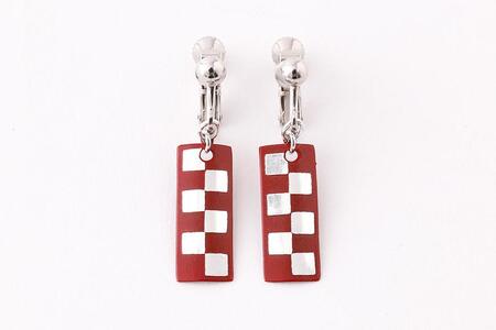 【中嶋象嵌】長四角　ピアス〈市松〉