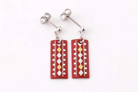 【中嶋象嵌】長四角　イヤリング〈ダイヤ〉