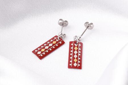 【中嶋象嵌】長四角　イヤリング〈ダイヤ〉