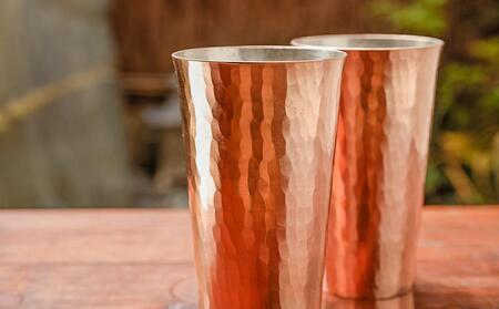 【八木庖丁店】手打ち銅製 ビアカップ(ペア)