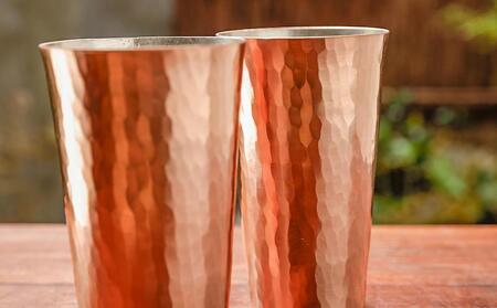 【八木庖丁店】手打ち銅製 ビアカップ(ペア)