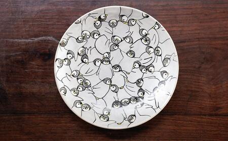 【小手鞠窯】コーヒー碗皿（ペンギン尽くし ひな）