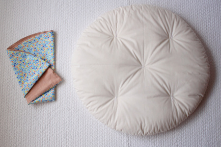 【洛中高岡屋】せんべい座ぶとん （撥水ヌード座布団＆洗えるカバーセット）（宝石ミズ＆里桜）