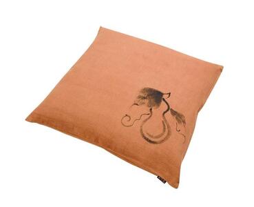 【工夫庵】柿渋染め手描き座布団「かぶら」「くわい」「ひょうたん」「なす」4枚セット