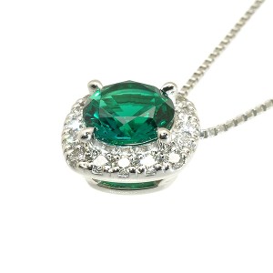 【京セラ】クレサンベール〈エメラルド・天然ダイヤモンド〉ペンダント【0.78CT/ラウンドカット/5月誕生石】