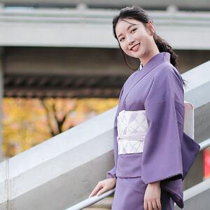 【たゆたふ】30秒で着られる色無地 袷 六花(ROCCA)(薄グレー Mサイズ)