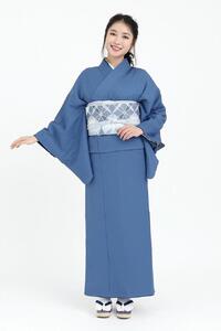 【たゆたふ】30秒で着られる色無地 袷 六花(ROCCA)(濃紺 Lサイズ)