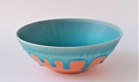 【ギャラリー洛中洛外】生地の緋色釉に美しい青が映える器 碧彩ボウル(小)