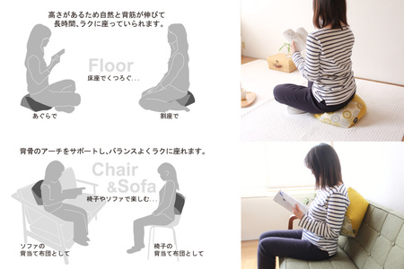 【洛中高岡屋】ラクにくつろげる おじゃみ座布団(木綿・菜の花フローラル)