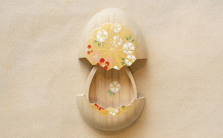 【箱藤商店】桐製たまご箱(菊文様)〈京都日本画絵師絵付け〉