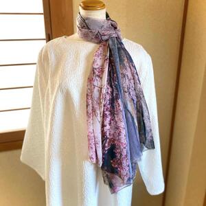 【マルナカ商事】京都スカーフ 「桜匂う ~渡月橋~」 1枚