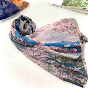 【マルナカ商事】京都スカーフ 「桜匂う ~渡月橋~」 1枚
