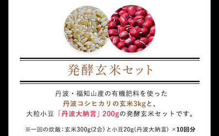 【3ヵ月定期便】丹波・福知山産　発酵玄米セット（コシヒカリ玄米3kgと丹波大納言200g） FCCM021