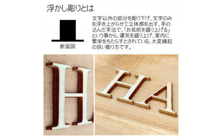 木製アルファベット浮かし彫り表札(長方形) FCG030