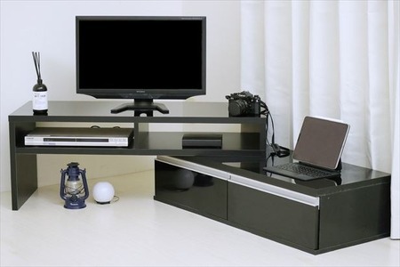 《在庫限り》 伸縮テレビ台 【ブラック】 : 家具 テレビ台 収納棚