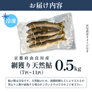 天然鮎 網獲り 冷凍 約0.5kg（約7匹～11匹） あゆ 鮎