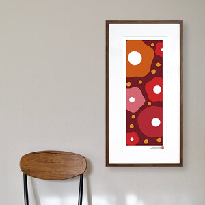 【絵画】 和紙アート 「椿」 額装サイズ 300mmx600mm 阿波紙 【 アート インテリア 現代版画 】