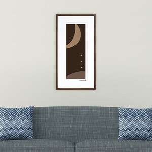 【絵画】 和紙アート 「野と月」 額装サイズ 300mmx600mm 阿波紙 【 アート インテリア 現代版画 】