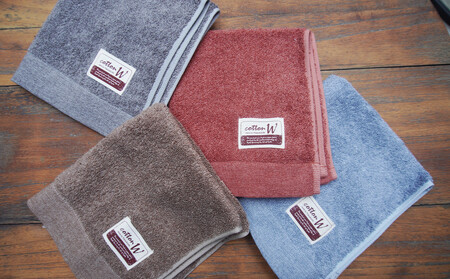 CottonW ハンドタオル 同色5枚セット( ブルー / グレー / ブラウン / レッドブラウン )