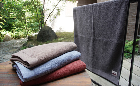 CottonW バスタオル 各色4枚セット（ ブルー / グレー / ブラウン / レッドブラウン ）