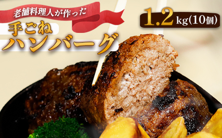 使いやすさ抜群！ 手ごね ハンバーグ 合計 1.2kg （120g×10個）【 訳あり 訳アリ 冷凍 小分け 個包装 はんばーぐ 牛肉 豚肉 肉 お肉 合い挽き 牛ハンバーグ 洋食 簡単調理 人気 国産 綾部 京都 】