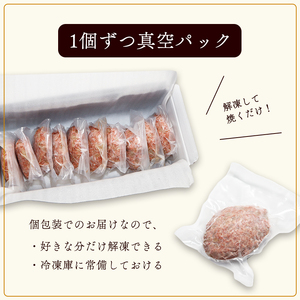 使いやすさ抜群！ 手ごね ハンバーグ 合計 1.2kg （120g×10個）【 訳あり 訳アリ 冷凍 小分け 個包装 はんばーぐ 牛肉 豚肉 肉 お肉 合い挽き 牛ハンバーグ 洋食 簡単調理 人気 国産 綾部 京都 】