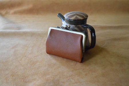 がまぐち2つ折り財布 コニャック×オリーバ 【 高級イタリアンレザー使用 がまぐち2つ折り がま口財布 財布 二つ折り イタリアンレザー 本革 高級皮革 がまぐち 革 プレゼント 贈り物 ギフト 記念日 京都 綾部 】