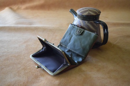 がまぐち2つ折り財布 コニャック×オリーバ 【 高級イタリアンレザー使用 がまぐち2つ折り がま口財布 財布 二つ折り イタリアンレザー 本革 高級皮革 がまぐち 革 プレゼント 贈り物 ギフト 記念日 京都 綾部 】