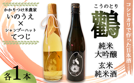 ≪数量限定≫  純米大吟醸酒 ＆ 玄米純米酒 鸛 （こうのとり） 720ml 各1本
