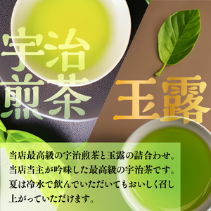 宇治煎茶と玉露の詰合わせ 100g×2缶　銘茶 お茶 宇治茶 緑茶 玉露 煎茶　AU02