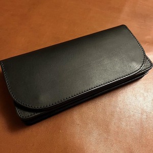 財布 美しいヌメ革で作られたロングウォレット ブラック | 革 革製品 長財布 ロングウォレット ファスナー付き メンズ レディース ハンドメイド