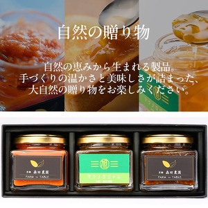 ピリ辛万願寺唐辛子の糀味噌、濃厚塩麹トマトソース、マクメロジャムのセット