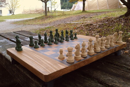 チェスで遊べるキャンプテーブル チェス駒付 コンパクト ソロ ディオ