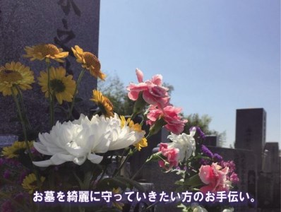 ＜谷石材店＞ふるさとのお墓守りサービス★オンラインで墓地から配信・お墓参り可能★（水洗い掃除・献花・ろうそく線香）(1回分)    