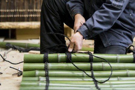井戸を鮮やかに彩る 京都 の 竹垣 職人がつくる 竹製 の 井戸蓋《国産 天然 青竹 手づくり》※着日指定不可