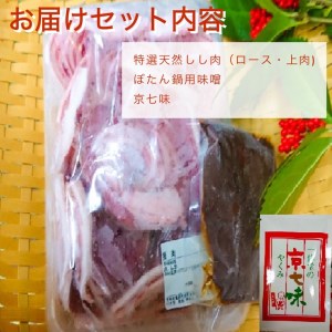 【先行予約・数量限定】丹波亀岡 天然しし肉セット 特選 500g （京丹味噌・京七味付き）◇◇ ｜ ぼたん鍋 豬 ジビエ ※2024年11月中旬～2025年4月中旬頃に順次発送予定