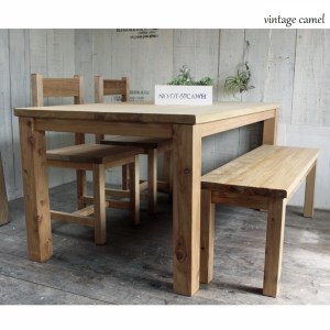 【ヴィンテージキャメル】アンティーク風 無垢材 ダイニングセット＜Dea-Sirio＞ダイニング