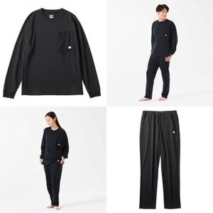 LBL リカバリーウエア 冬用上下セット Mサイズ リカバリーパンツ+プルオーバー ブラック【1683580】