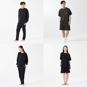 LBL 就寝時におすすめのボディリカバリーウエア 夏冬上下4点セット Sサイズ ブラック【1683676】