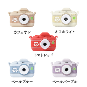 子供用 カメラ ピントキッズ クローバー ［ キッズカメラ トイカメラ ズーム機能 インカメラ 動画撮影 フレーム機能 タイマー撮影 ミニゲーム 音楽再生 スマホ転送可能 メモリーカード 付き 首掛け USB式充電 簡単操作 知育おもちゃ プレゼント ] トマトレッド