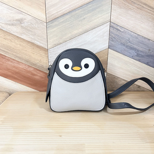 ペンギンミニショルダーバッグ (ダークグレー) 本革使用｜ペンギンバッグ ペンギンショルダー 動物バッグ ペンギン [1494]