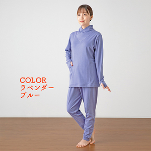 ヒートコットン　レディースパジャマ かぶりタイプ　Mサイズ（ラベンダーブルー、ブラック） ルームウエア パジャマ 被る 婦人用 婦人 選べる カラー 伸縮性 ニット素材 ブラック