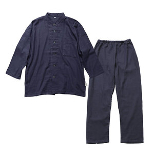 moun　3重ガーゼ　メンズパジャマ　綿100%　日本製　Mサイズ（ネイビー、ブラック） ネイビー