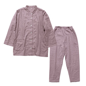 moun　3重ガーゼ　レディースパジャマ　綿100%　日本製　Mサイズ（ピンク、ブラウン、ブルー） ブルー