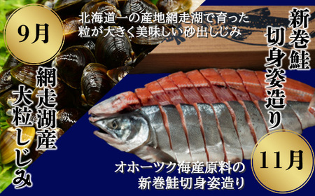 【定期便】<奇数月に発送>網走から海鮮グルメ ほたて、いくら、ズワイガニ等 全6回 ABAO076