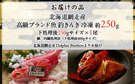 【網走産】高級ブランド釣きんき 1尾【冷凍】 ABJ013